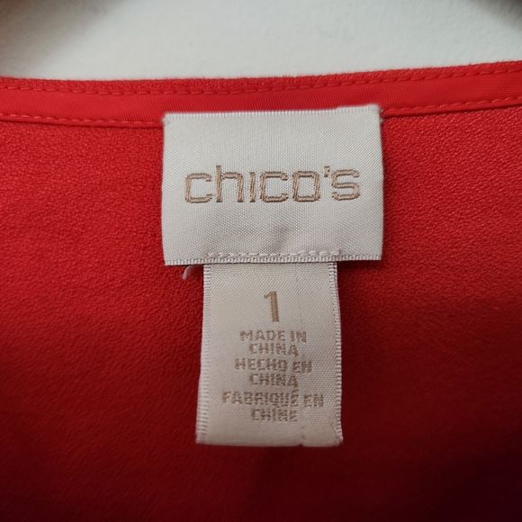 CHICO'S Women's Orange Dress Jacket Formal Business Snap Button Size 1 - Picture 4 of 9